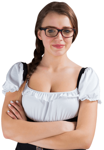 Transparent Festive Woman in Traditional Bavarian Dress
