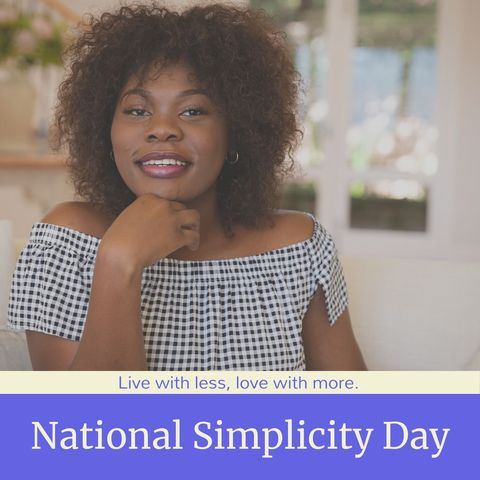 celebrating national simplicity day with smiling african american woman - Download Free Stock Templates Pikwizard.com