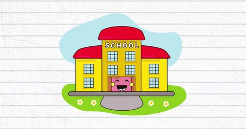 Animated School Building on Lined Paper Background - Download Free Stock Images Pikwizard.com