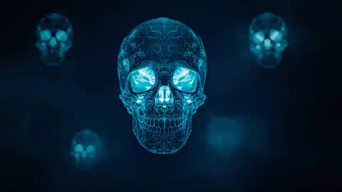 Holographic Skull Pulsing with Eerie Vibes