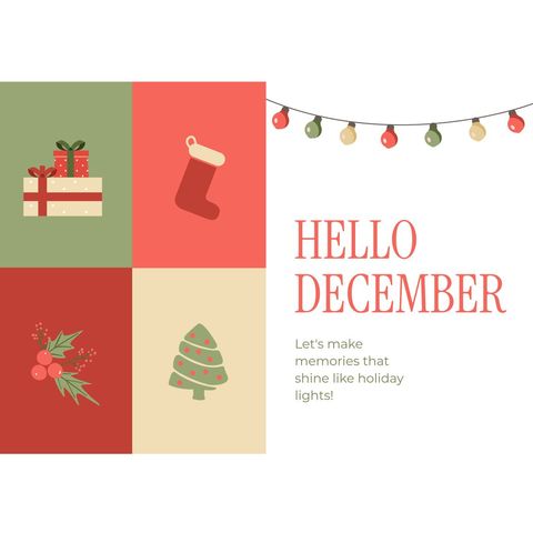 Festive December Greeting with Christmas Icons - Download Free Stock Templates Pikwizard.com