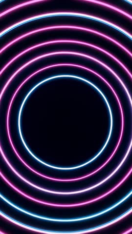 Looping Neon Rings Pulsing Around Central Void Vertical Loop for Social Reels