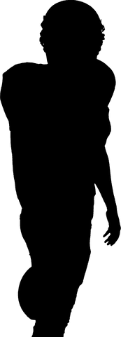 Transparent american football player with helmet holding ball