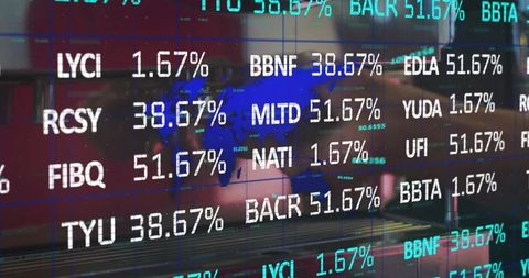 Analyst Reviewing Stock Market Data on High-Tech Monitor