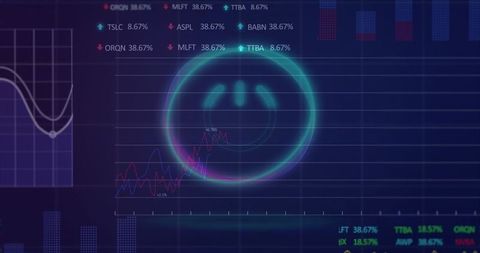 Futuristic Finance Dashboard with Glowing Smile Symbol - Download Free Stock Images Pikwizard.com