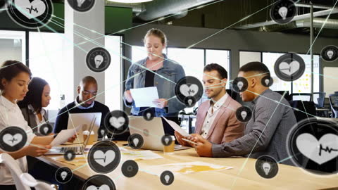 Innovative Team Collaborating with Digital Connectivity