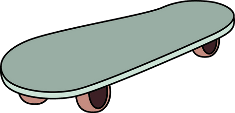 Minimalist flat design skateboard on transparent background