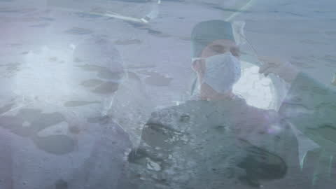 Surgeon Team Facing High Tides: Medical Professionals in Surreal Environment