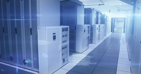 Modern Data Center Servers with Flowing Digital Information - Download Free Stock Images Pikwizard.com
