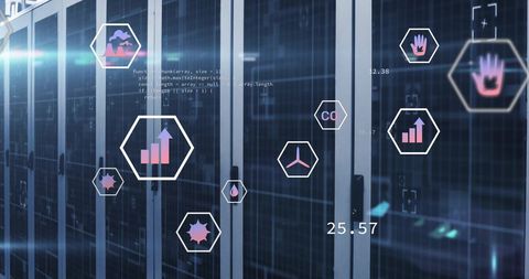 Digitally Enhanced Eco-Friendly Data Processing in Server Room - Download Free Stock Images Pikwizard.com