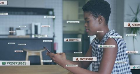 Woman engaging with social media application on smartphone