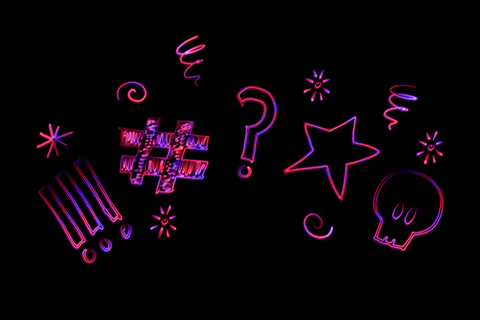 Neon Punk Symbols Featuring Transparent Background, Isolated on Black - Download Free Stock Videos Pikwizard.com