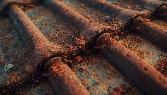 Industrial Scene of Rusted Metal Pipes with Textured Surface