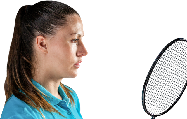 Transparent Close-up of Woman with Badminton Racket - Download Free Stock Videos Pikwizard.com