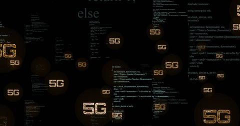 5g wireless technology and programming code montage on black background - Download Free Stock Images Pikwizard.com