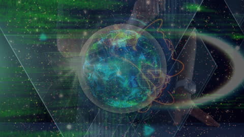 Futuristic Digital Animation of Globe with Data