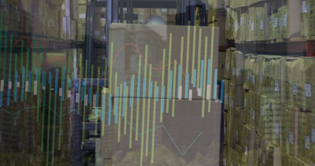 Forklift in Warehouse with Superimposed Data Analytics Graph - Download Free Stock Images Pikwizard.com