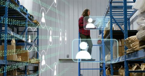 digital networking and data processing in warehouse environment - Download Free Stock Images Pikwizard.com