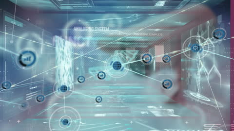 Futuristic Digital Network Interface with Data Connections