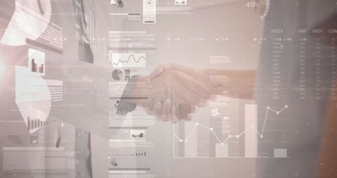 Business People Shaking Hands Amidst Financial Charts