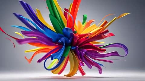 Vibrant Multicolored Ribbon Sculpture in Mid-Rotation