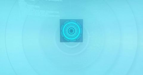 Cyan holographic interface emitting circular hud rings and futuristic radar display