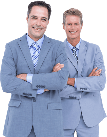 Transparent Business Executives in Professional Suits with Arms Crossed