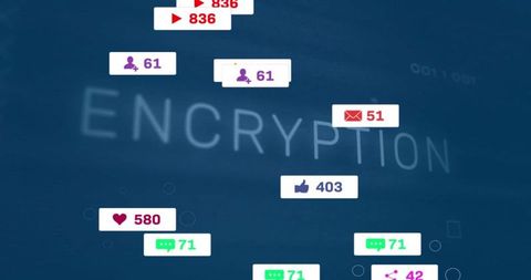 Floating Encryption Concept with Notification Badges