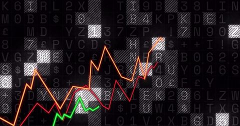 Dynamic Financial Graph Line with Alphanumeric Digital Background - Download Free Stock Images Pikwizard.com