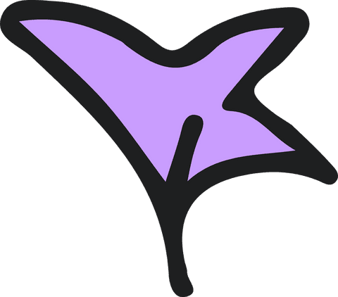 Lavender boomerang shape on transparent background