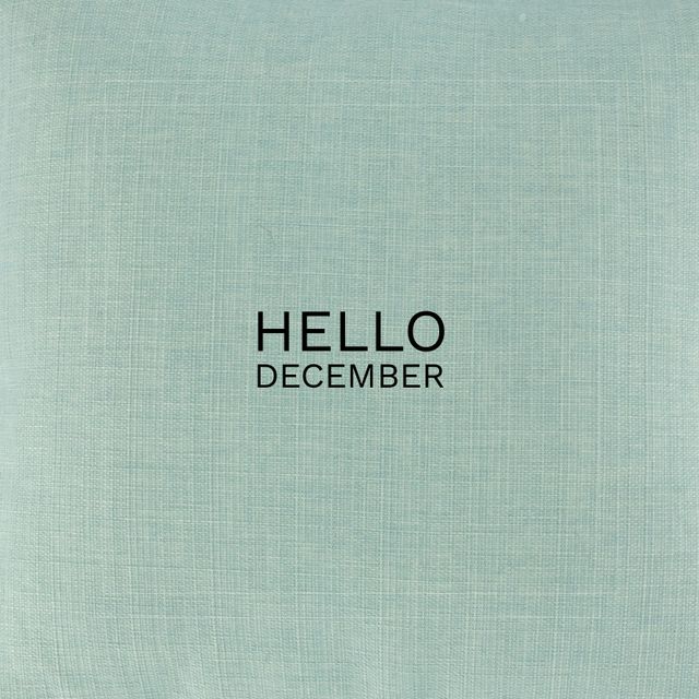Minimalist design features 'Hello December' text on pale gray background. Suitable for digital or printed greetings, seasonal marketing materials, social media posts, personal reminders, or journal decorations.