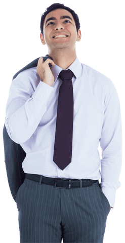 Confident Businessman Smiling in Professional Attire on Transparent Background