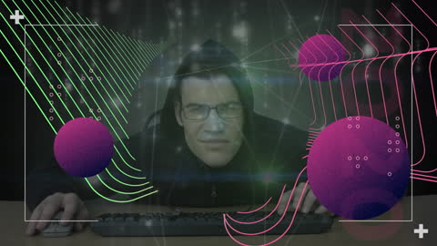 Abstract Hacker Surfs Digital Network with Geometric Dynamics