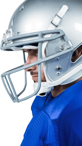 Close-up transparent profile view of american football player