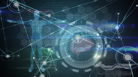 Futuristic Medical Technology with Digital Connections and Data Overlay