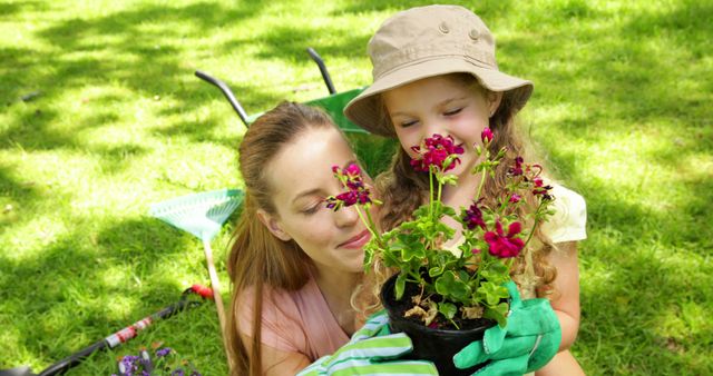 Mother and Daughter Gardening and Enjoying Nature Together - Download Free Stock Images Pikwizard.com