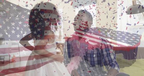 Father and daughter celebrating with festive fun at home