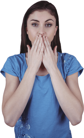 transparent woman covering mouth with hands expressing surprise - Download Free Stock Videos Pikwizard.com