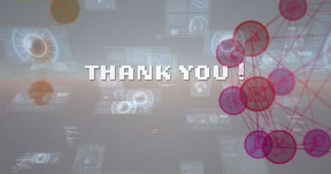 Tech network theme with thank you message and digital connections