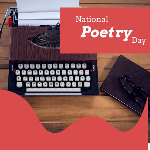 celebrating national poetry day with vintage typewriter - Download Free Stock Templates Pikwizard.com