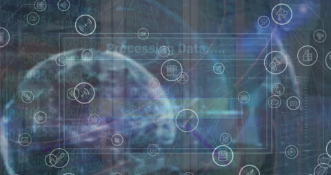 Abstract Digital Network and Data Processing Display in Server Room