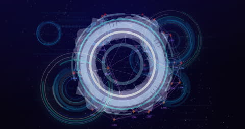 Futuristic Digital Interface with Glowing Tech Elements