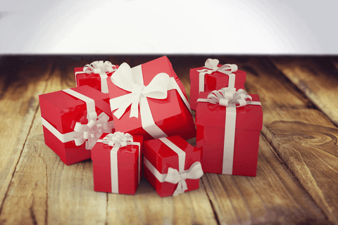 Festive red gifts transparent illustration for celebrations