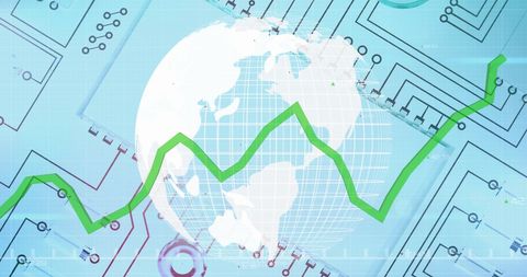 Dynamic Global Financial Graph with Technological Blueprint Overlay - Download Free Stock Images Pikwizard.com