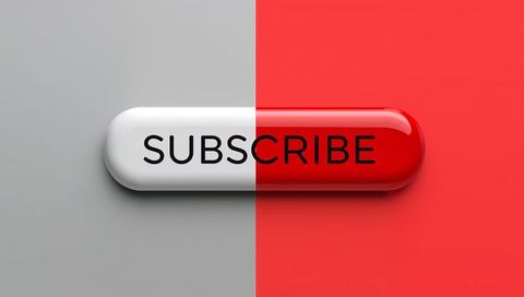 Glossy two-tone subscribe pill button with reflective finish for cta and branding