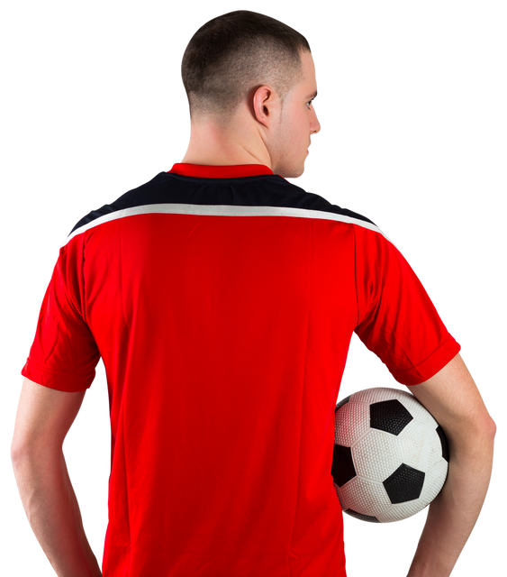 Transparent Back View of Football Player Wearing Red Jersey Holding Soccer Ball - Download Free Stock Videos Pikwizard.com