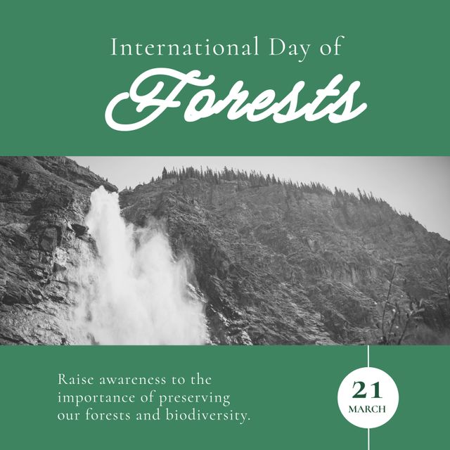 International Day of Forests Awareness Waterfall Scenic Poster - Download Free Stock Templates Pikwizard.com