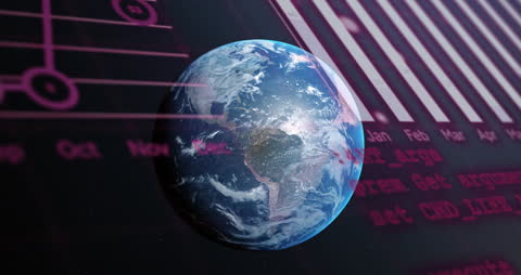 Globe with Digital Data Reflections Symbolizing Global Networking