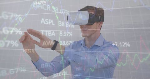 Businessman Interacting with Stocks through Virtual Reality - Download Free Stock Images Pikwizard.com