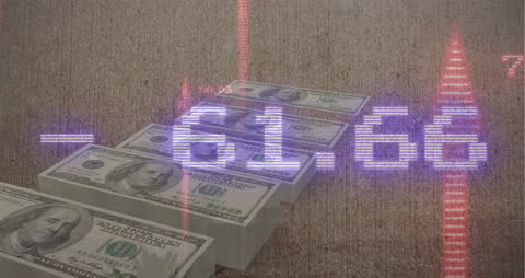 Stock Market Data Overlapping Stack of Dollar Bills